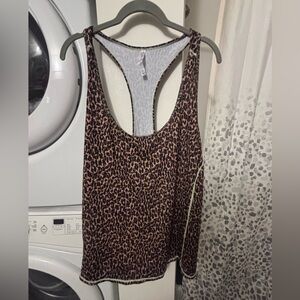 Fabletics Leopard Print Racerback Active Tank Top with Neon Stitching, Size 2X
